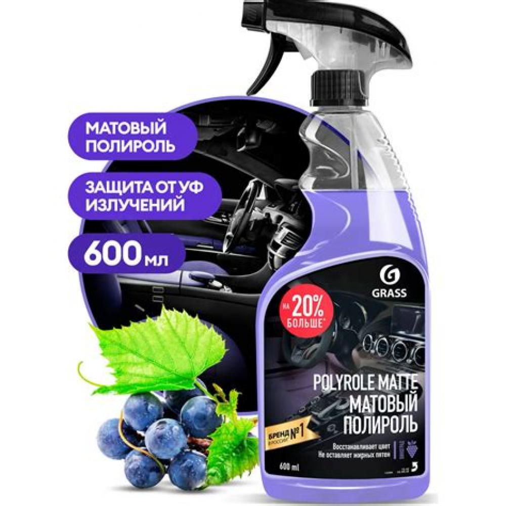 Полироль для пластика авто матовый Polyrole Matte виноград 600 мл Grass 
