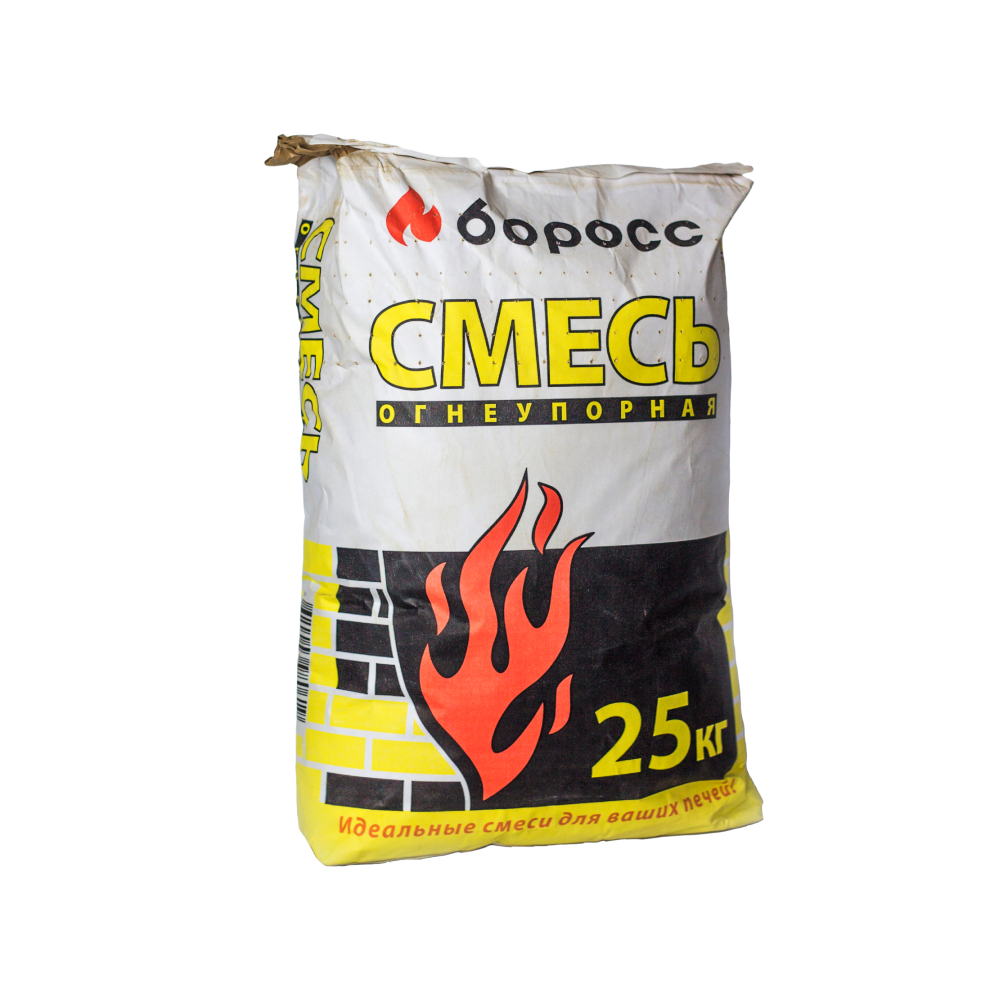 Раствор кладочный огнеупорный БоРосс 1750 °C серый мешок 25кг 