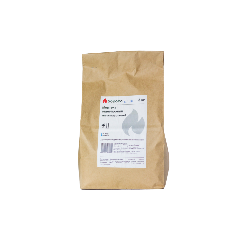 Раствор кладочный огнеупорный БоРосс Мертель МШ-28 1650 °C серо-бежевый мешок 3кг  Раствор кладочный огнеупорный БоРосс Мертель МШ-28 1650 °C серо-бежевый мешок 3кг