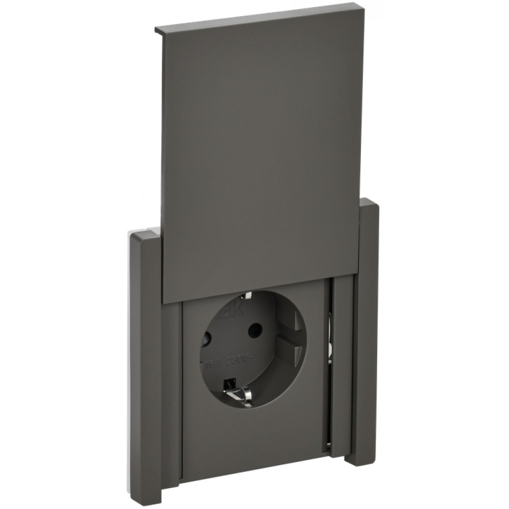 Розетка 1-я  с/з с крышкой 16А IP44 FP319 серый FORTE&PIANO