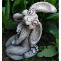 Фигура садовая полистоун Зайка Ева серебро Ф287с