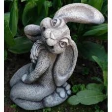 Фигура садовая полистоун Зайка Ева серебро Ф287с