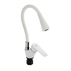 Смеситель для кухни BRIMIX с гибким изливом из АБС пластика белый 5907  Смеситель для кухни BRIMIX с гибким изливом из АБС пластика белый 5907