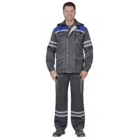 Костюм Сириус-Лидер куртка+п/комбинезон т.серый/вас.молочн. СОП р.56-58 182-188