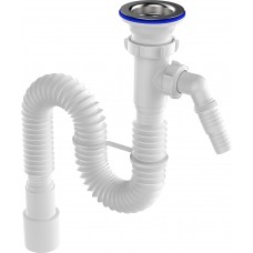 Сифон для умывальника гофрированный 1 1/2 х 40 с отводом Aquant F303-60-MR