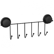 Держатель для полотенец 6 крючков FORA Grafit на вакуумной присоске черный FOR-GRA004