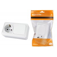 Выключатель2кл.+розетка 16А 250В БКВР IP20 белый "Ладога" 