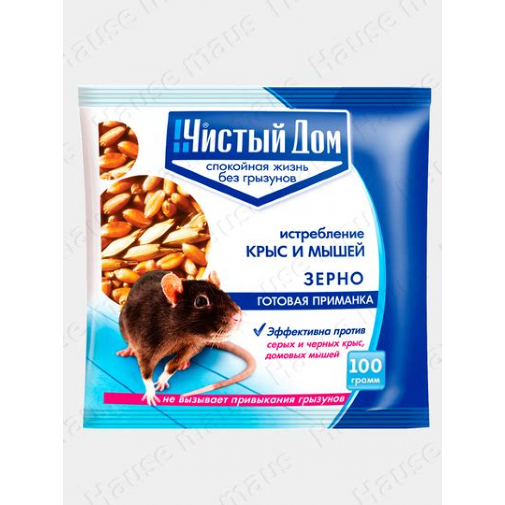 Приманка Чистый Дом зерновая для уничтожения крыс и мышей 200г Приманка Чистый Дом зерновая для уничтожения крыс и мышей 200г