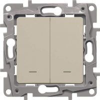 Выключатель 2кл. лестничный скрытой установки слон. кость без рамки с подсветкой Legrand 672316