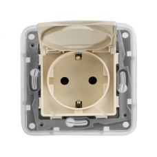 Розетка 1-я с/з скрытой установки слон. кость шуко без рамки IP44 Legrand 672332 