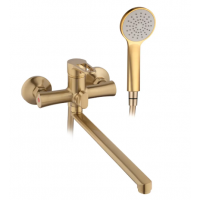 Смеситель для ванны POTATO силумин длинный излив золото P22270-2G