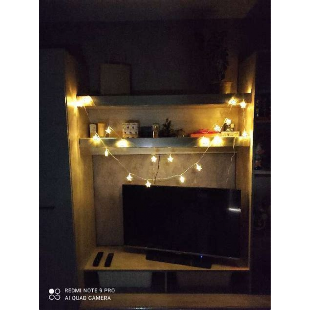 Гирлянда для дома Снежинка на батарейках 2,0 м 20 ламп LED IP-20 Белый 183-0131 Гирлянда для дома Снежинка на батарейках 2,0 м 20 ламп LED IP-20 Белый 183-0131