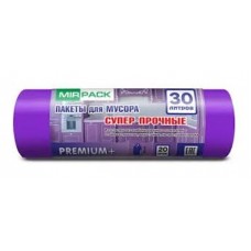 Мешки для мусора    30л. 20шт. 50х60см,20мкм фиолетовые "PREMIUM" (24) 3020102