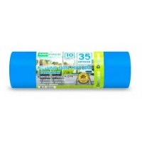 Мешки для мусора    35л. 10шт. 35мкм синие Deluxe с завязками (30) delblu3510