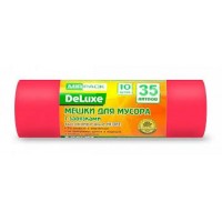 Мешки для мусора    35л. 10шт. 35мкм красные Deluxe с завязками (30) del3510red
