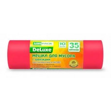 Мешки для мусора    35л. 10шт. 35мкм красные Deluxe с завязками (30) del3510red