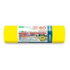 Мешки для мусора    60л. 10шт. 40мкм желтые Deluxe с завязками (25) del6010yel