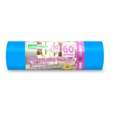 Мешки для мусора    60л. 10шт. 40мкм синии Deluxe с завязками (25) delblu6010