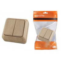 Выключатель 2-кл. открытой установки IP20 10А, сосна "Ладога" TDM SQ1801-0044