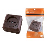 Розетка 1-я б/з открытой установки IP20 10А, бук "Ладога" TDM SQ1801-0033