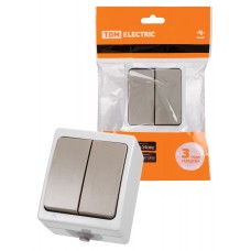 Выключатель 2-кл. открытой установки IP54 10А серый "Вуокса" TDM SQ1803-0002