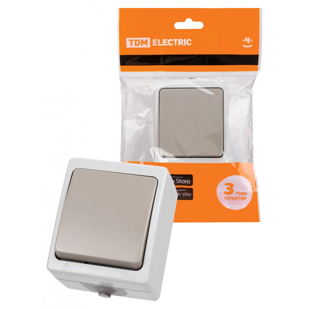 Выключатель 2-кл. открытой установки IP54 10А серый "Вуокса" TDM SQ1803-0002 Выключатель 2-кл. открытой установки IP54 10А серый "Вуокса" TDM SQ1803-0002