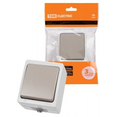 Выключатель 1-кл. проходной открытой установки IP54 10А серый "Вуокса" TDM SQ1803-0003