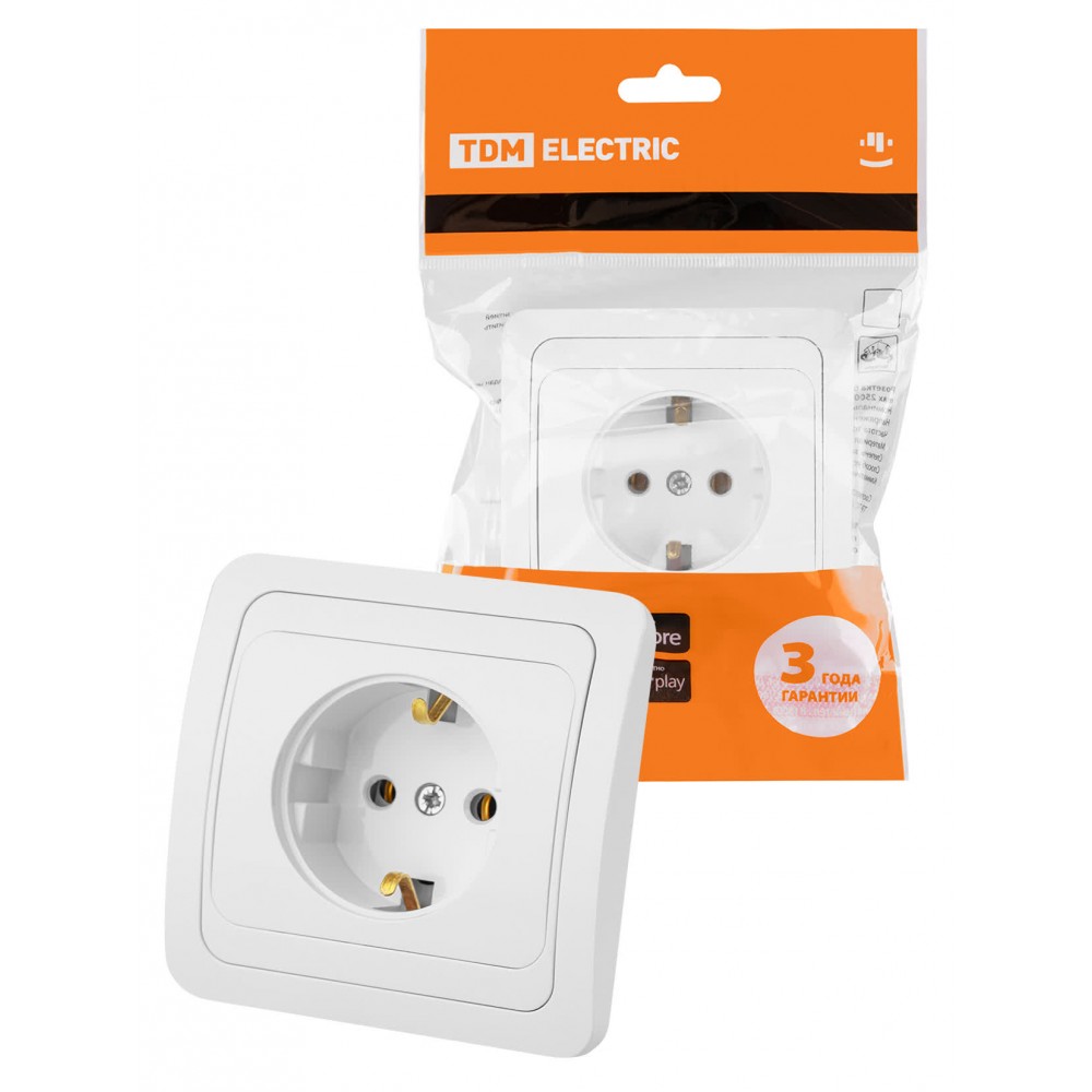Розетка 2-я с/з 16А белая "Валдай" TDM SQ1804-0010 Розетка 2-я с/з 16А белая "Валдай" TDM SQ1804-0010