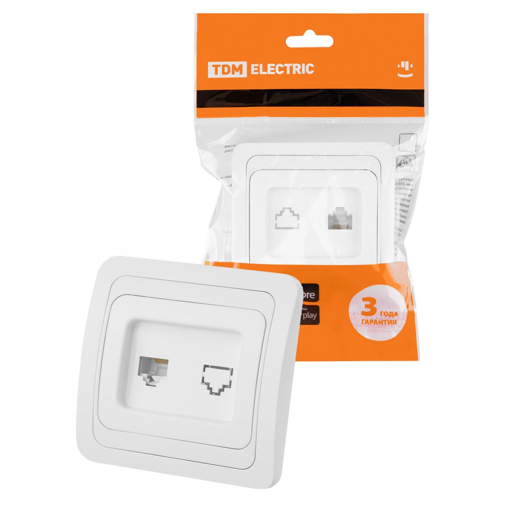Розетка 1-я компьютерная RJ-45 белая "Валдай" TDM