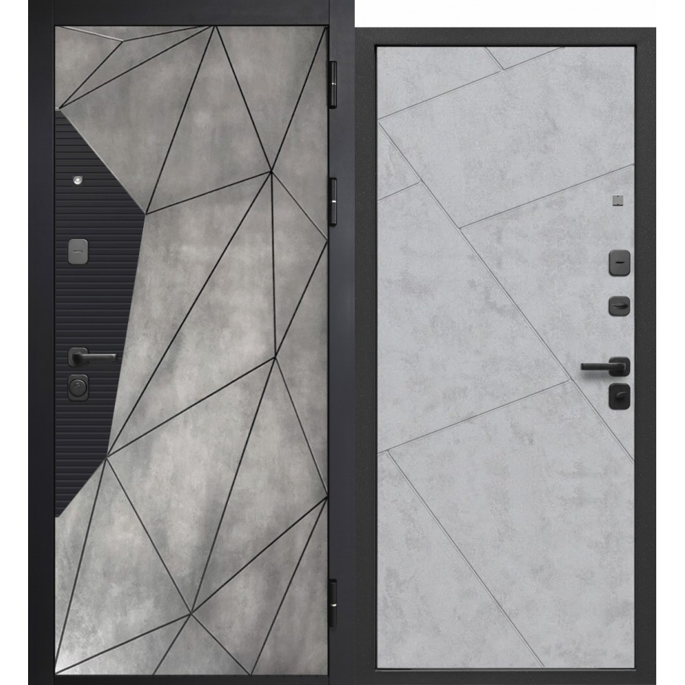 Дверь метал. Геометрия бетон снежный 2050*860мм левая   Дверь метал. Геометрия бетон снежный 2050*860мм левая