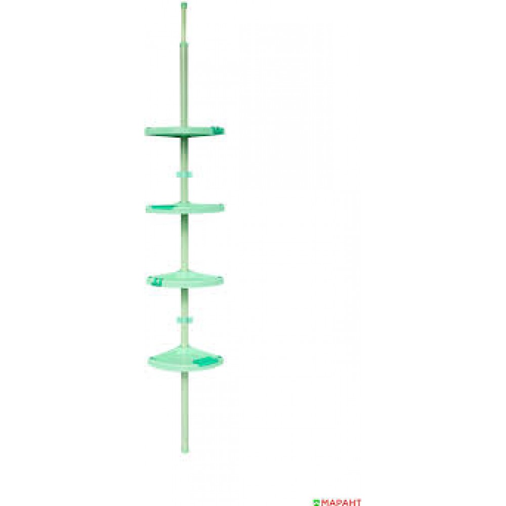 Полка д/ванной 4 полки телескоп. 135-260см алюм. трубка/пластик зеленая