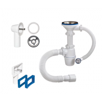 Сифон для мойки бутылочный 3 1/2 х 40 с переливом и гибкой трубой 40-40/50 (Б-45079)