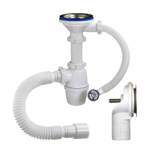 Сифон для мойки бутылочный 3 1/2 х 40 с круглым переливом (компакт) (Б-50079-2)