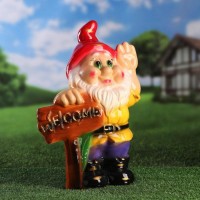 Фигура гипсовая садовая Гном с табличкой Welcom 56*41*55 см