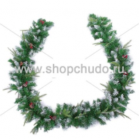 Гирлянда хвойная Северное сияние 2,7м (180 веток),Зеленый иней 184-807