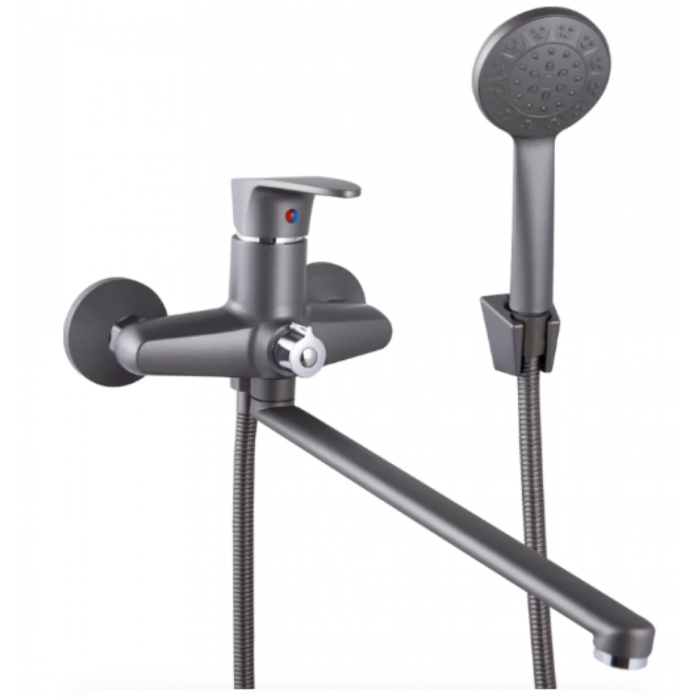 Смеситель для ванны PLSTART нерж длинный излив графит PL2205-17 ХХХ