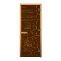 Дверь для сауны Бронза 190х70см МИШКА стекло 8мм (ОСИНА)