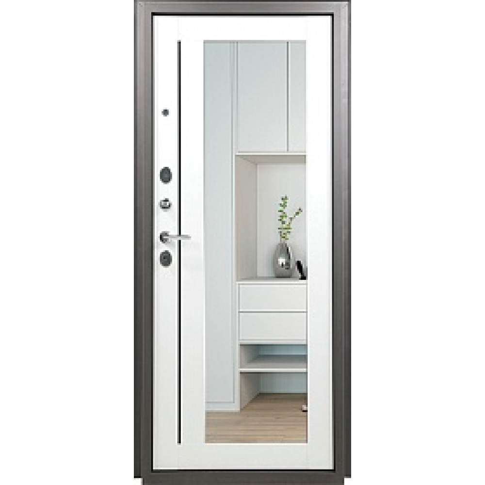 Дверь метал. ТИТАН Зеркало Бел дуб Графит 2050*860 левая Дверь метал. ТИТАН Зеркало Бел дуб Графит 2050*860 левая