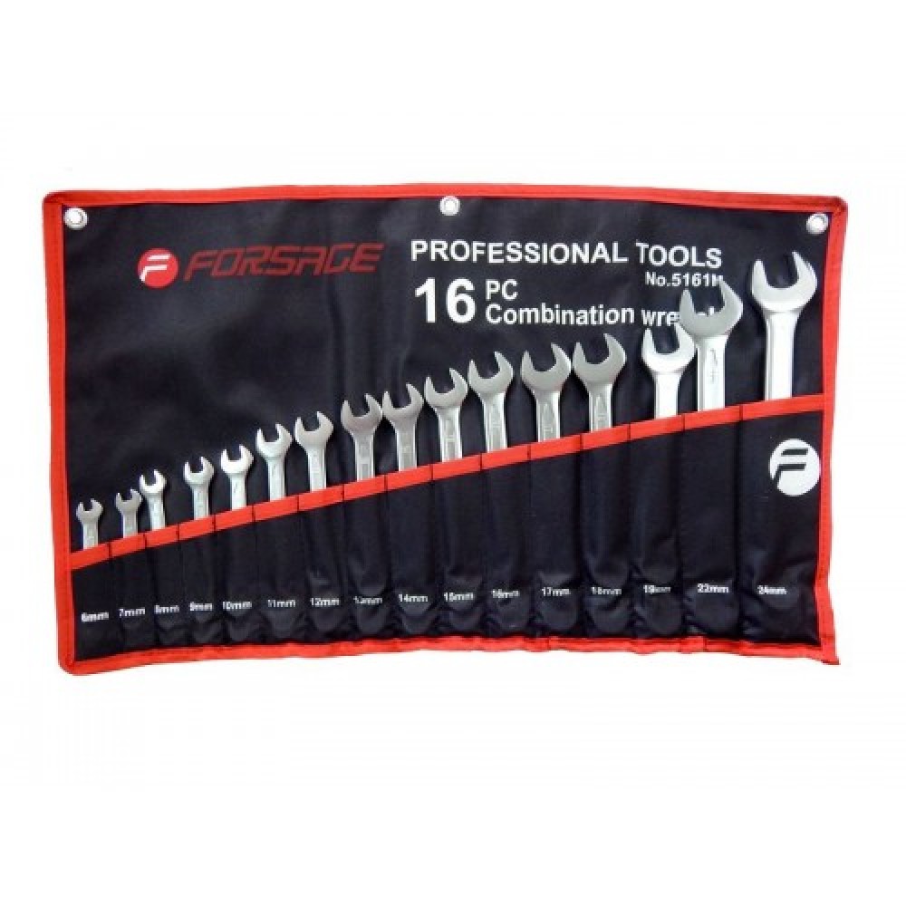 Набор ключей 16шт 6-24 рожково-накидные в чехле 5161P-F  (СД Х)