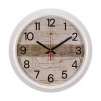 Часы настенные круг d=30см, корпус белый "Текстура дерева" 3024-145