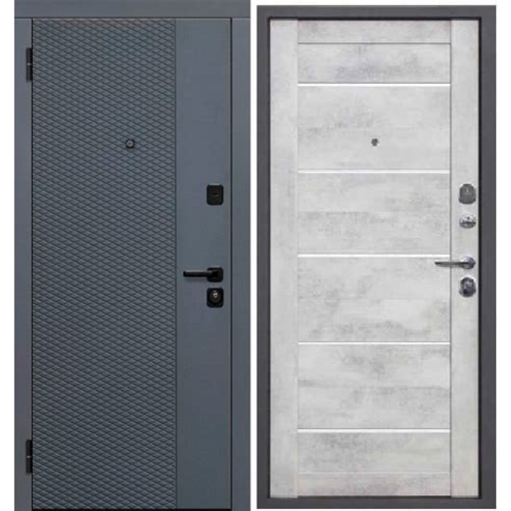 Дверь метал. Геометрия бетон снежный 2050*960мм левая