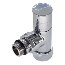 Вентиль для полотенцесушителя угловой 1"х1/2" гайка-штуцер ручка хром