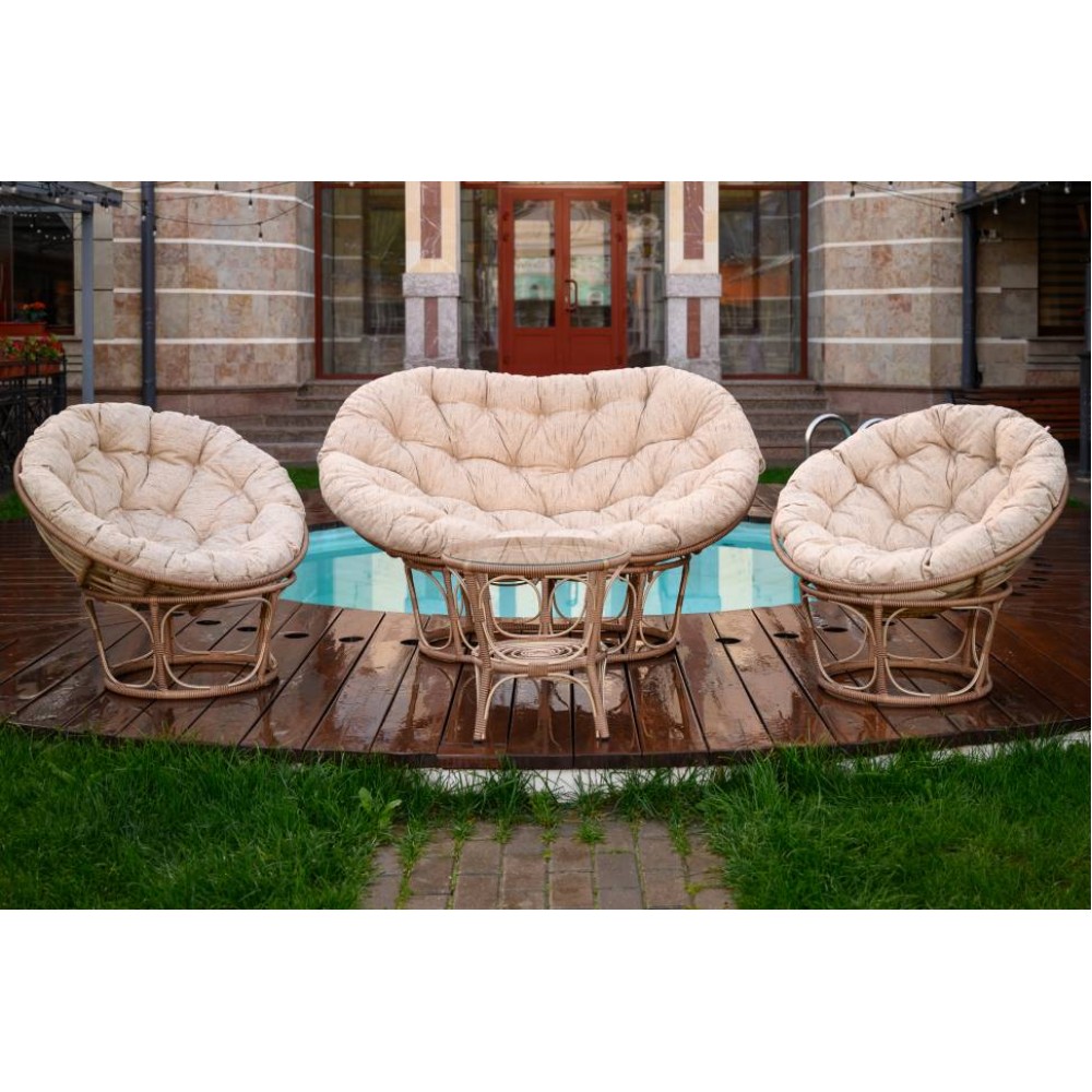 Террасный комплект Mamasan + 2 Papasan + Стол бамбук