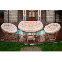 Террасный комплект Mamasan + 2 Papasan + Стол бамбук