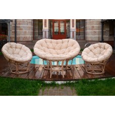 Террасный комплект Mamasan + 2 Papasan + Стол бамбук