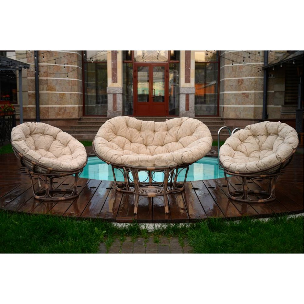 Террасный комплект Mamasan + 2 Papasan + Стол бамбук