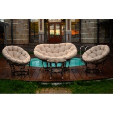 Террасный комплект Mamasan + 2 Papasan + Стол орех