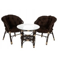 Комплект кофейный из искусственного ротанга "Багама" 2+1 , темно коричневый