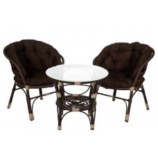 Комплект кофейный из искусственного ротанга "Багама" 2+1 , темно коричневый Комплект кофейный из искусственного ротанга "Багама" 2+1 , темно коричневый