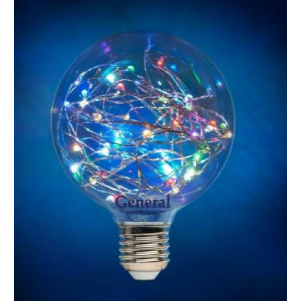 Лампа светодиодная LED  1 Вт, 220В, E27, RGB, G95 649921